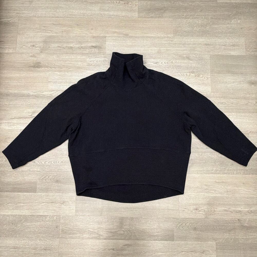 Lululemon‎ Cotton Textured Funnel-Neck Pullover Womens 6 Black Cozy Classic